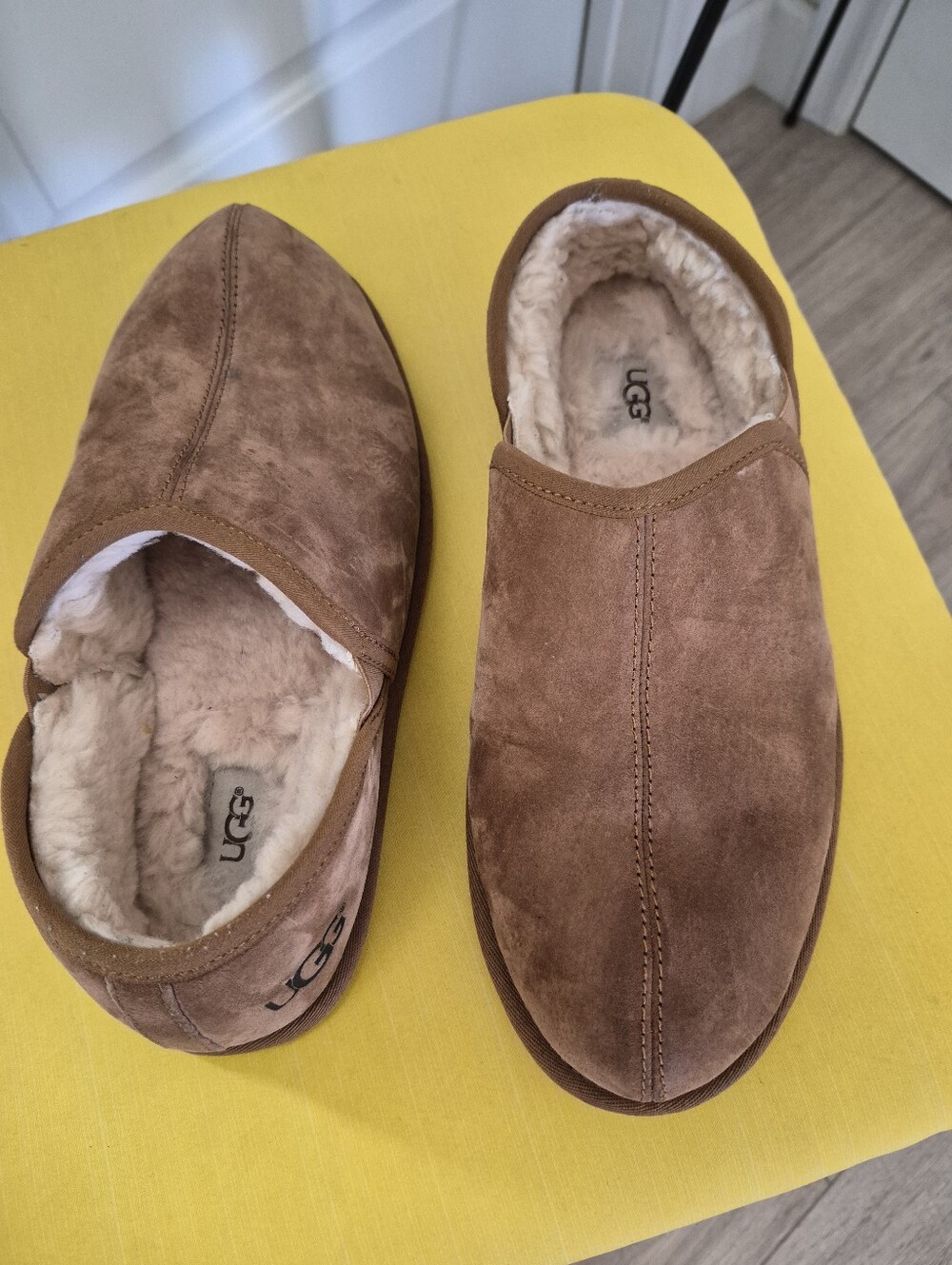 UGG Men's Chestnut Suede Shearling-Lined Slip-Ons